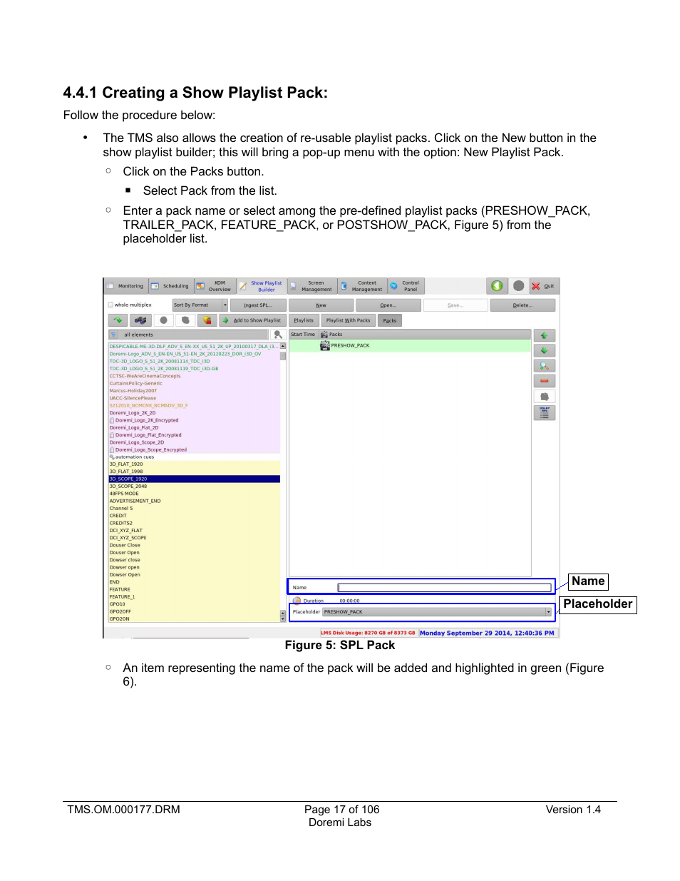 1 creating a show playlist pack | Doremi TMS User Manual | Page 17 / 106