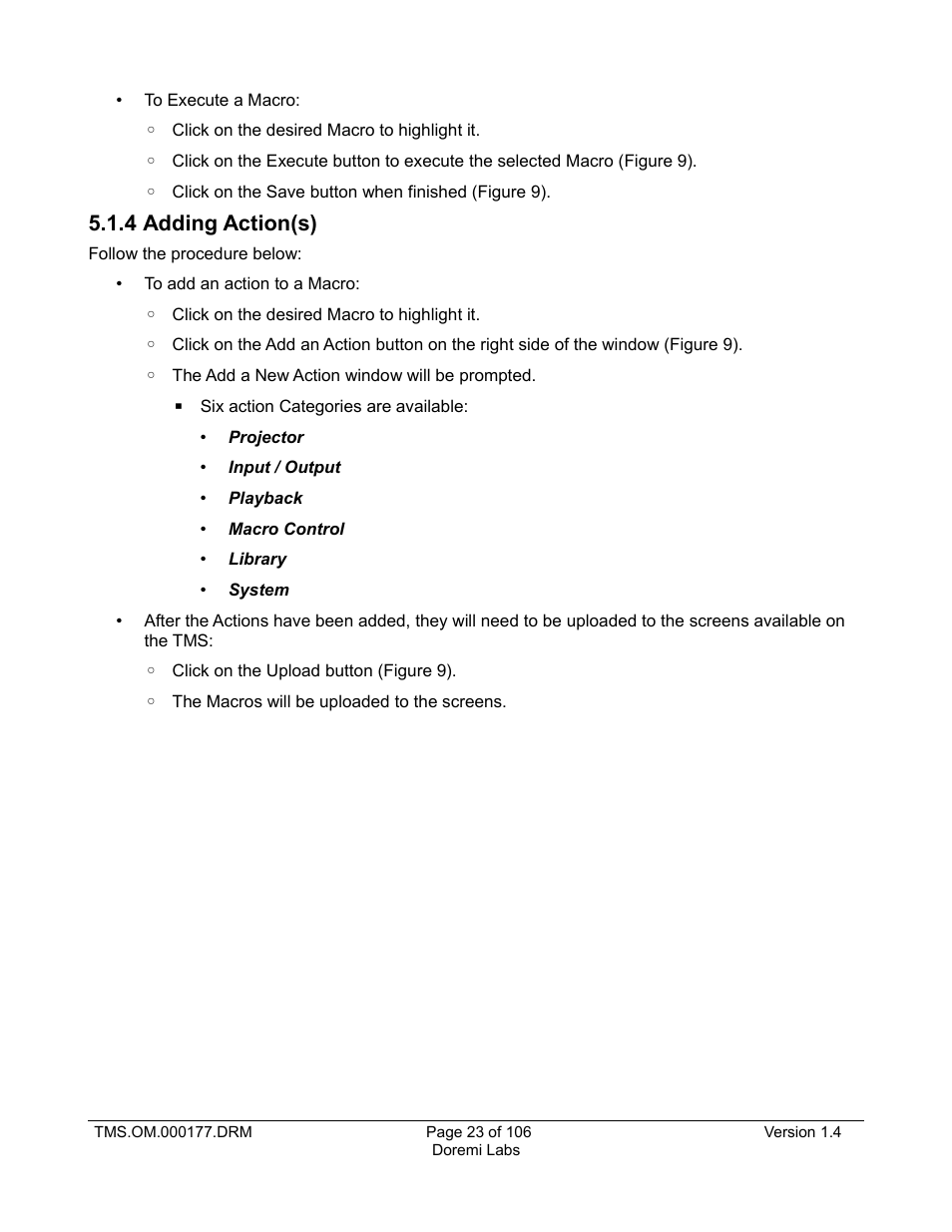 4 adding action(s) | Doremi TMS User Manual | Page 23 / 106