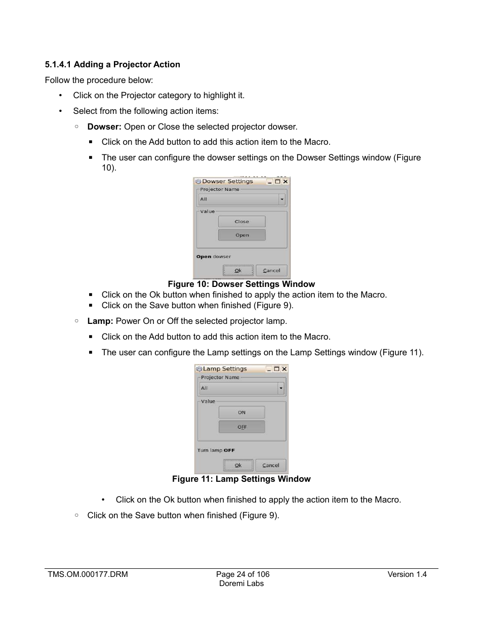 1 adding a projector action | Doremi TMS User Manual | Page 24 / 106