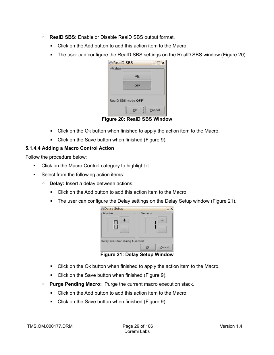 4 adding a macro control action | Doremi TMS User Manual | Page 29 / 106