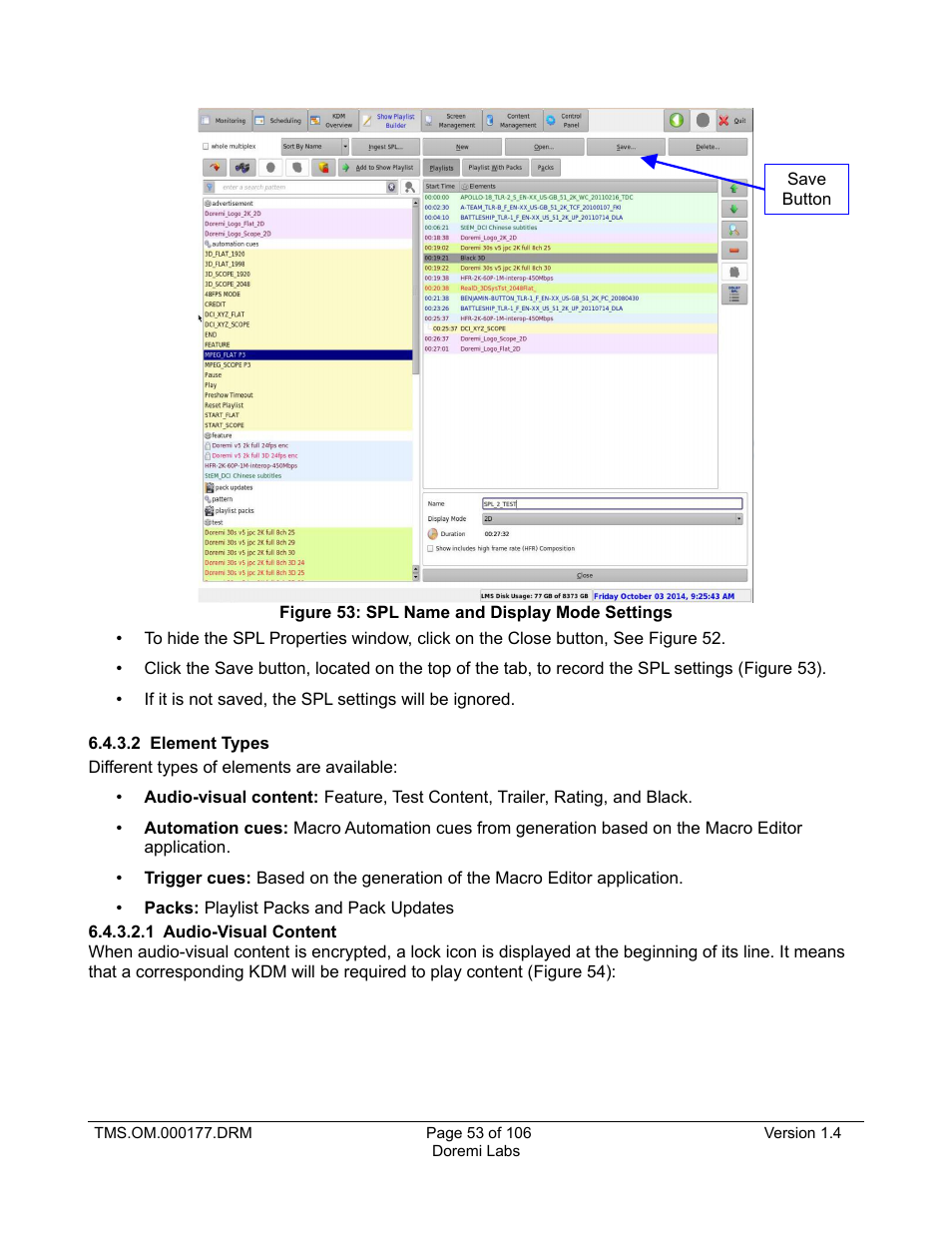 2 element types, 1 audio-visual content, Figure 53) | Doremi TMS User Manual | Page 53 / 106