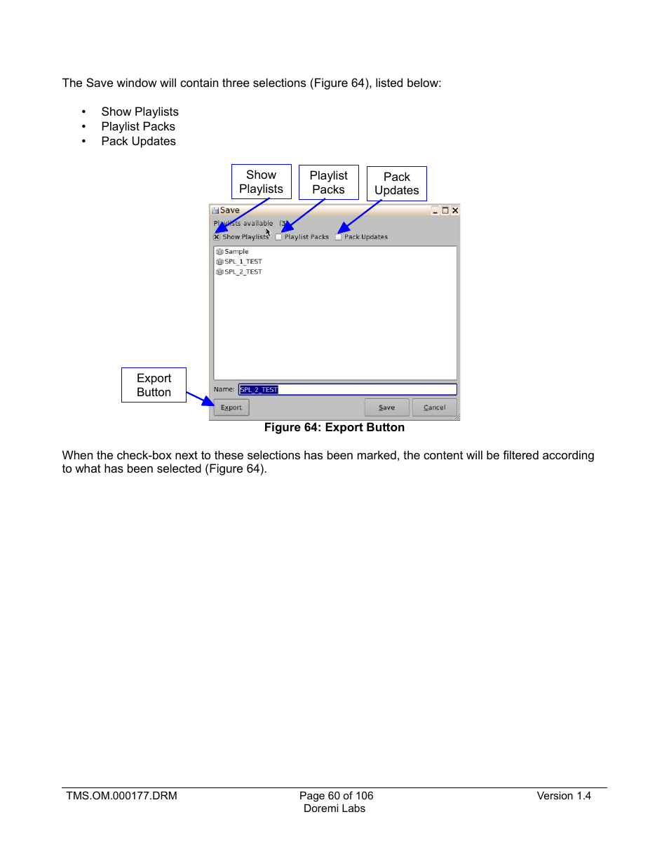 Doremi TMS User Manual | Page 60 / 106