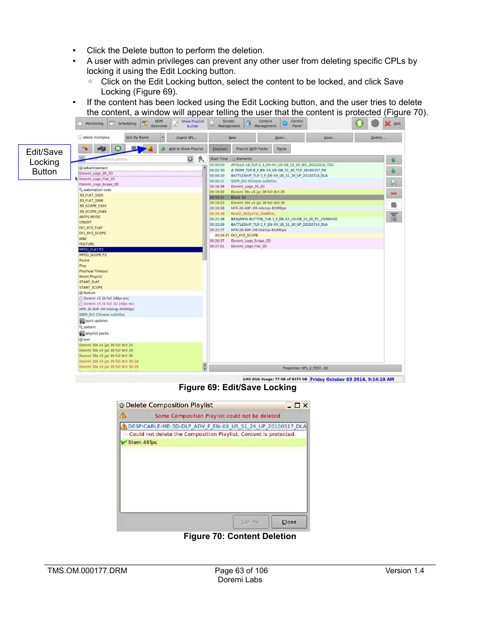 Doremi TMS User Manual | Page 63 / 106