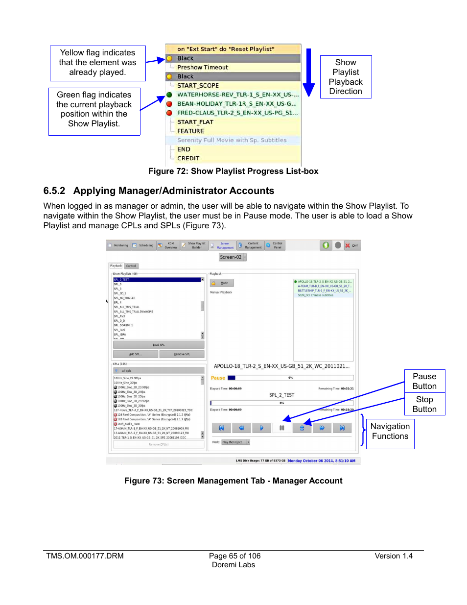 2 applying manager/administrator accounts | Doremi TMS User Manual | Page 65 / 106