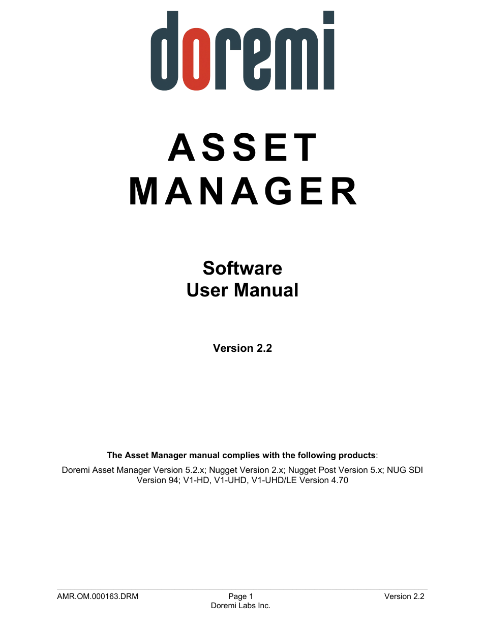 Doremi Asset Manager User Manual | 84 pages