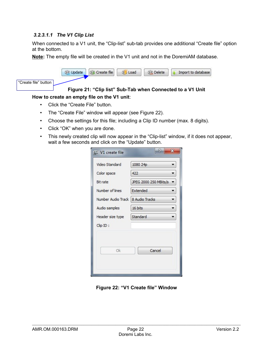 1 the v1 clip list | Doremi Asset Manager User Manual | Page 22 / 84