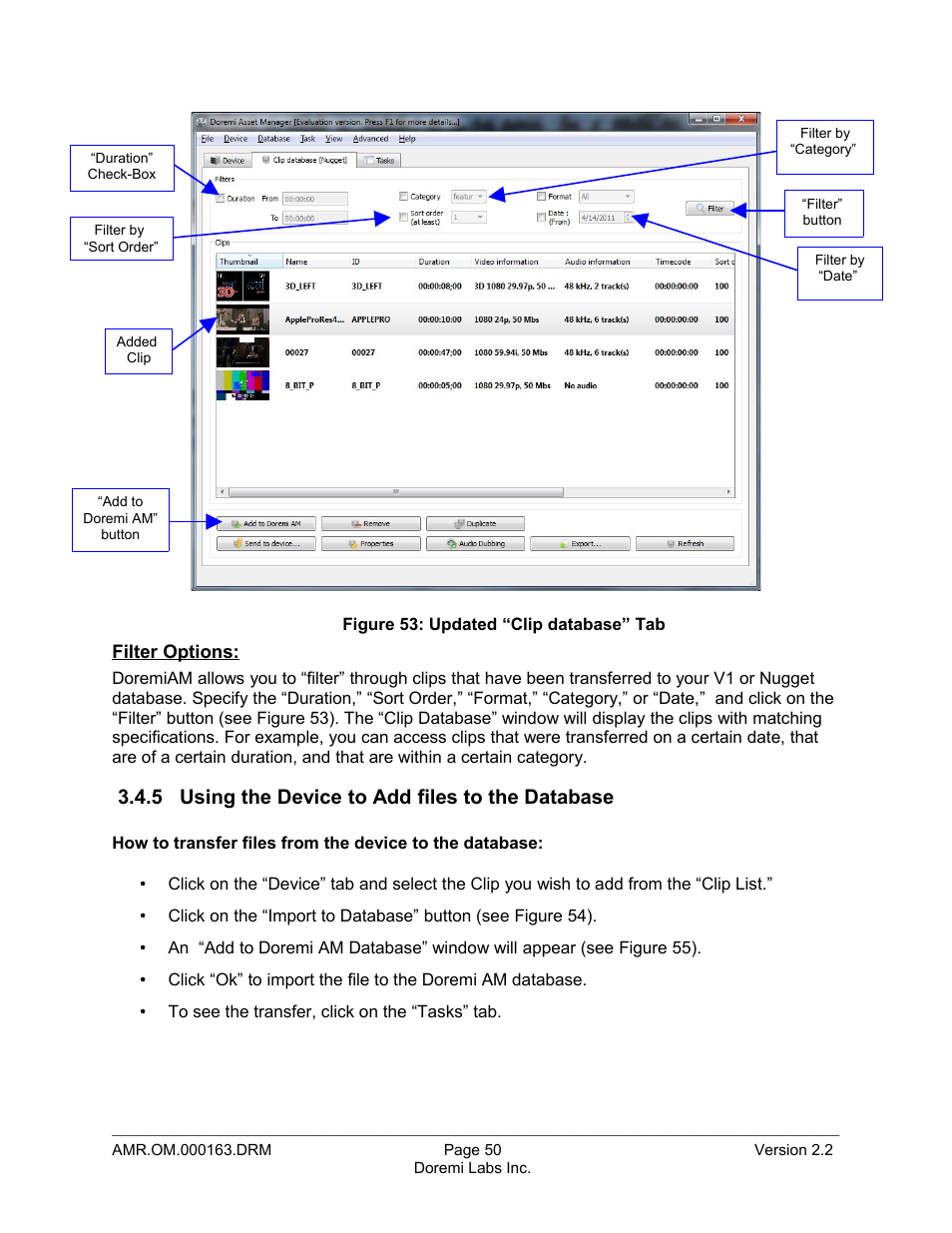 5 using the device to add files to the database | Doremi Asset Manager User Manual | Page 50 / 84