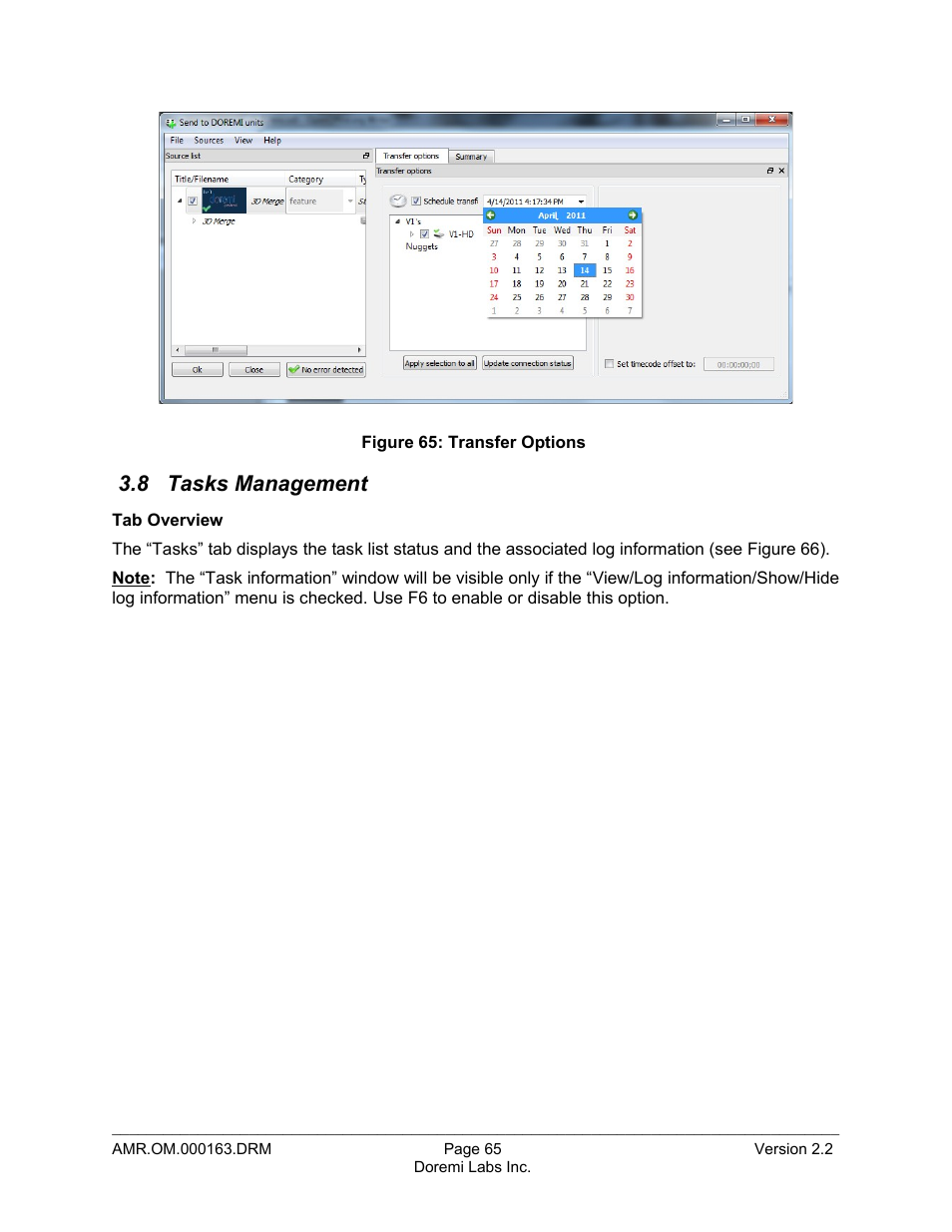 8 tasks management | Doremi Asset Manager User Manual | Page 65 / 84