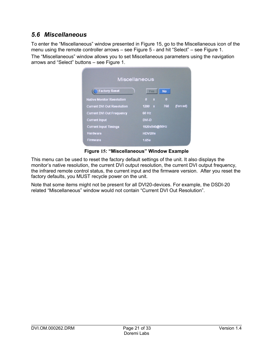 6 miscellaneous | Doremi DSDI-20s User Manual | Page 21 / 33