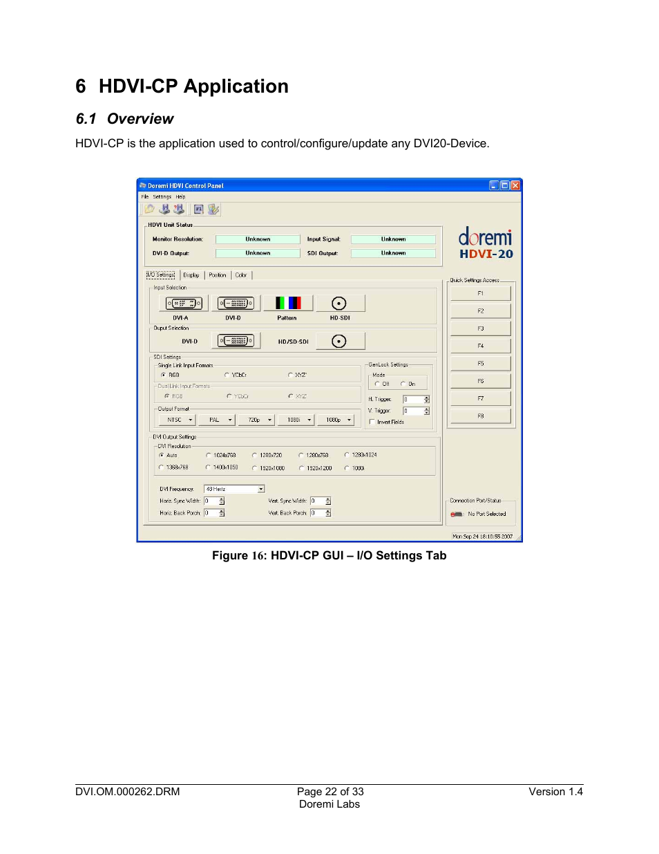 6 hdvi-cp application, 1 overview | Doremi DSDI-20s User Manual | Page 22 / 33