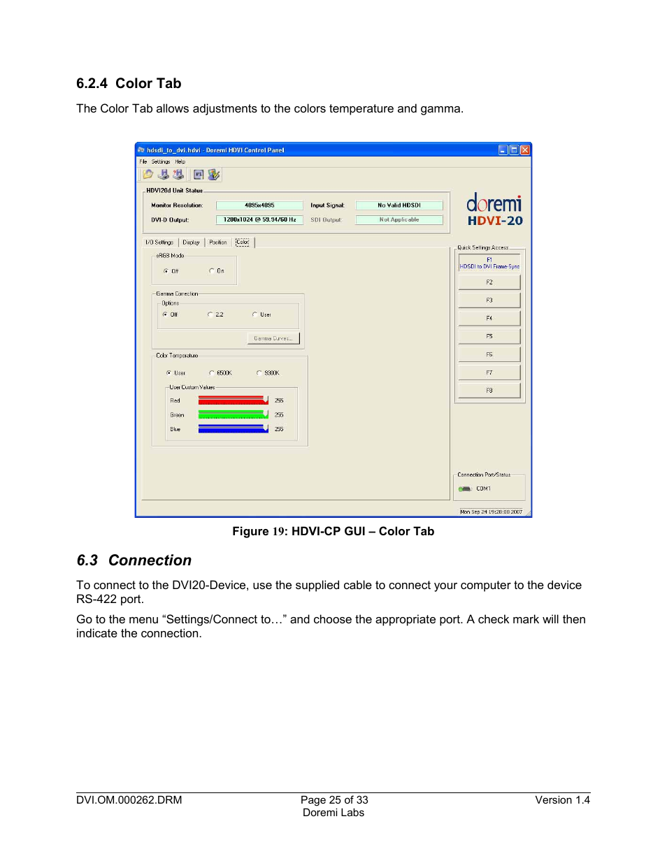 4 color tab, 3 connection | Doremi DSDI-20s User Manual | Page 25 / 33