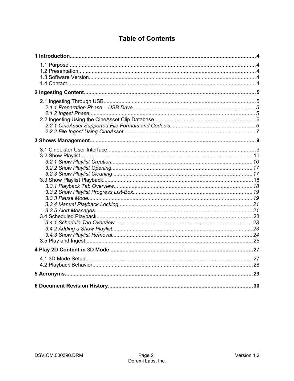 Doremi DSV-J2 User Manual | Page 2 / 30