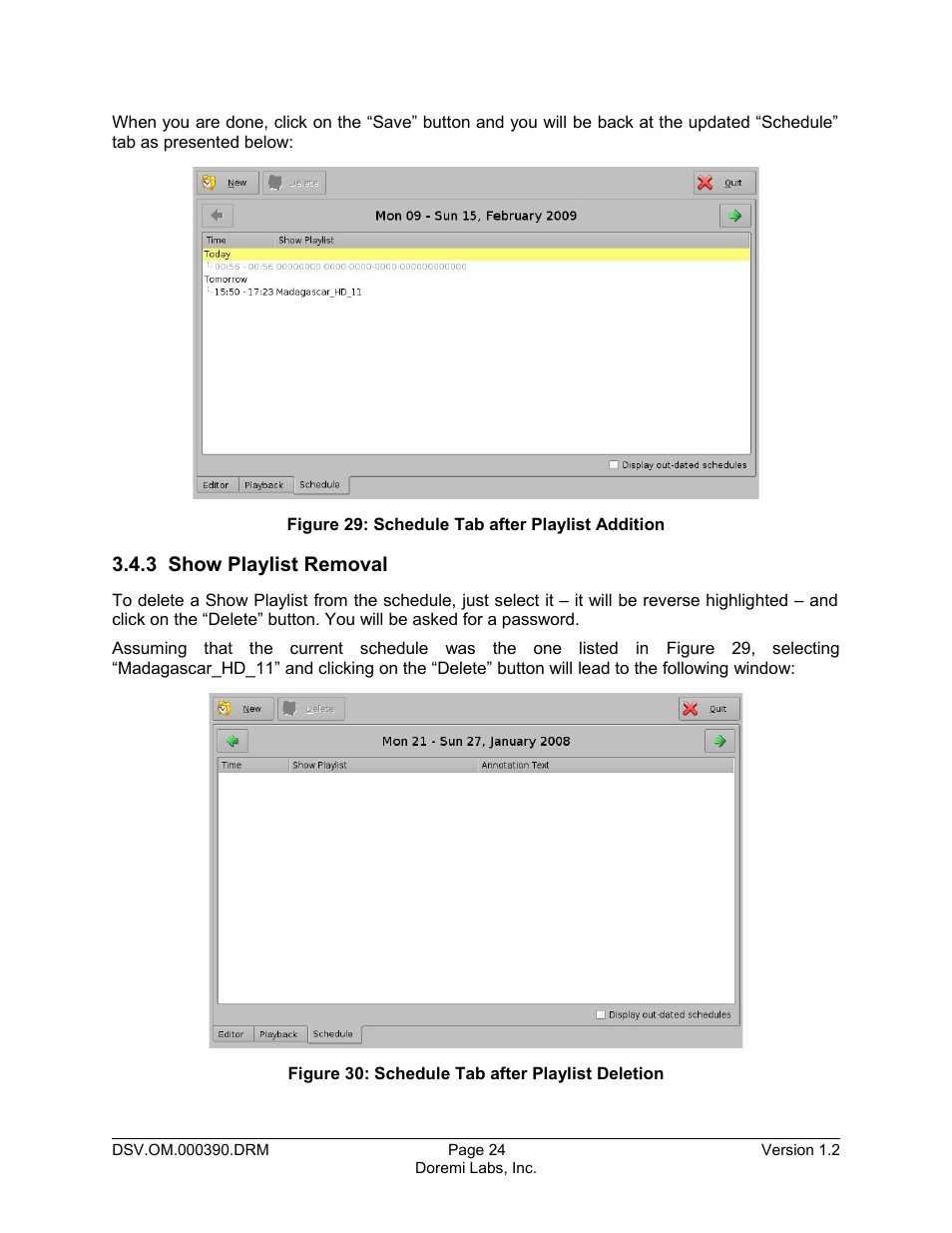 3 show playlist removal | Doremi DSV-J2 User Manual | Page 24 / 30