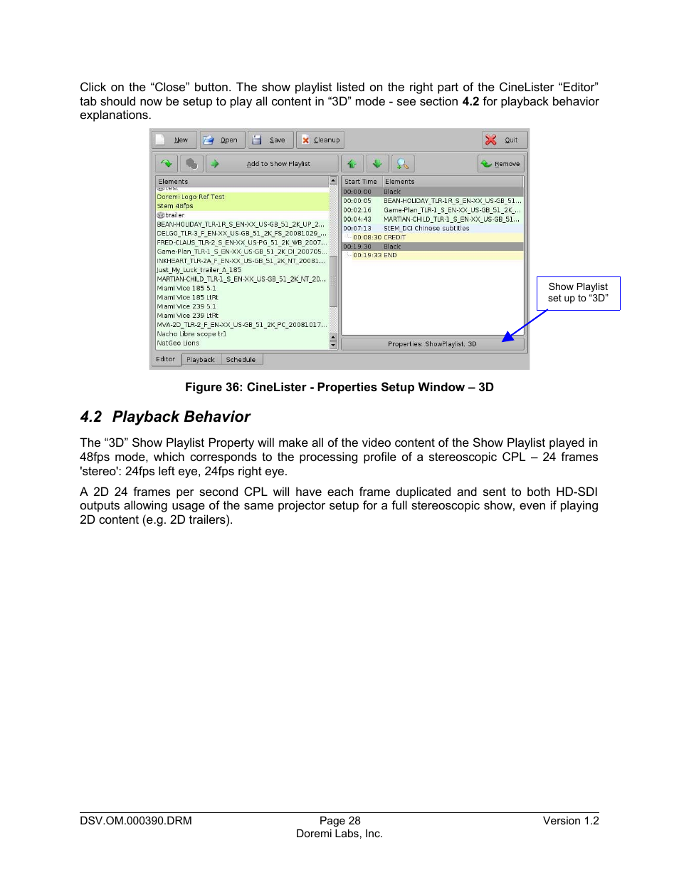 2 playback behavior | Doremi DSV-J2 User Manual | Page 28 / 30