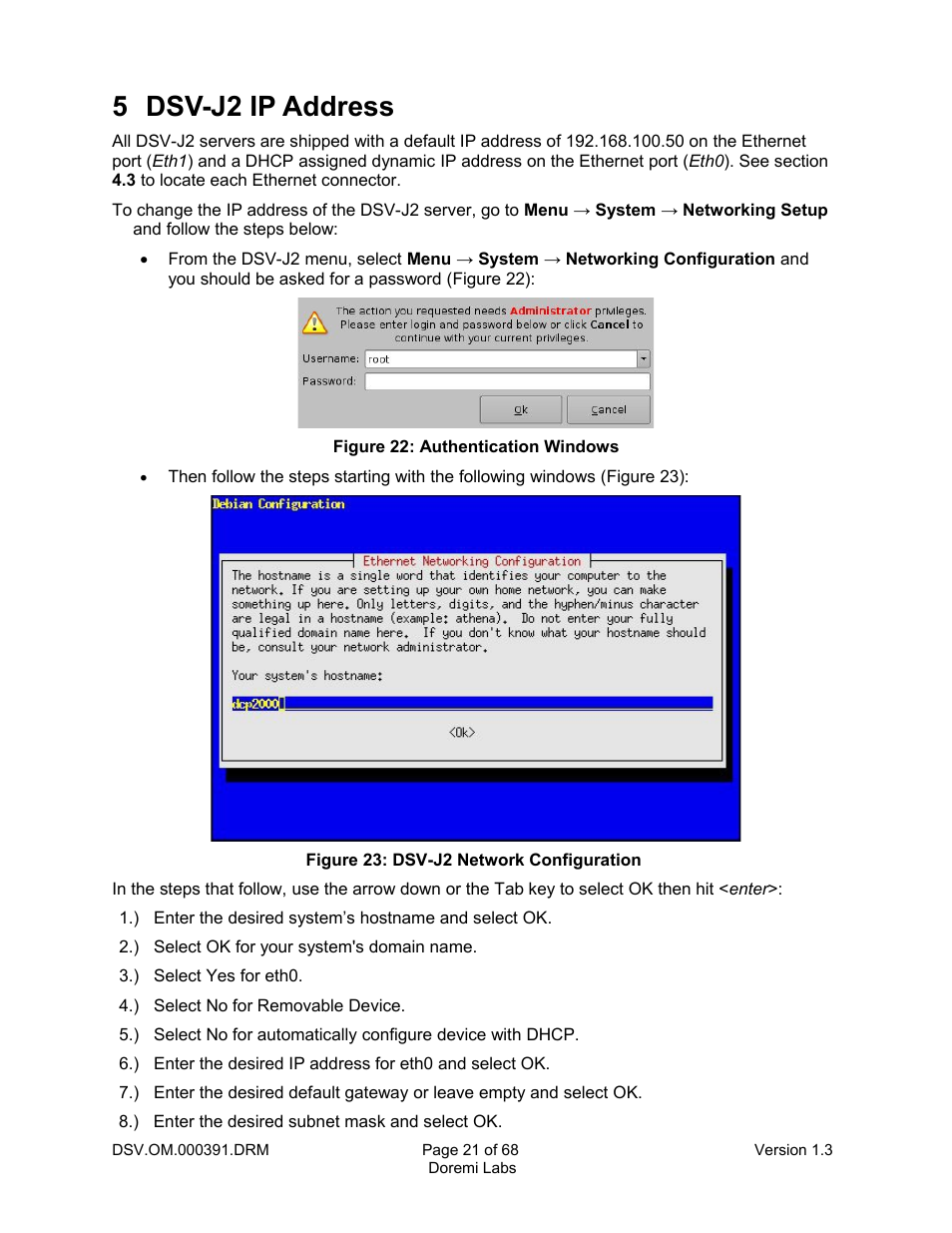 5 dsv-j2 ip address | Doremi DSV-J2 User Manual | Page 21 / 68