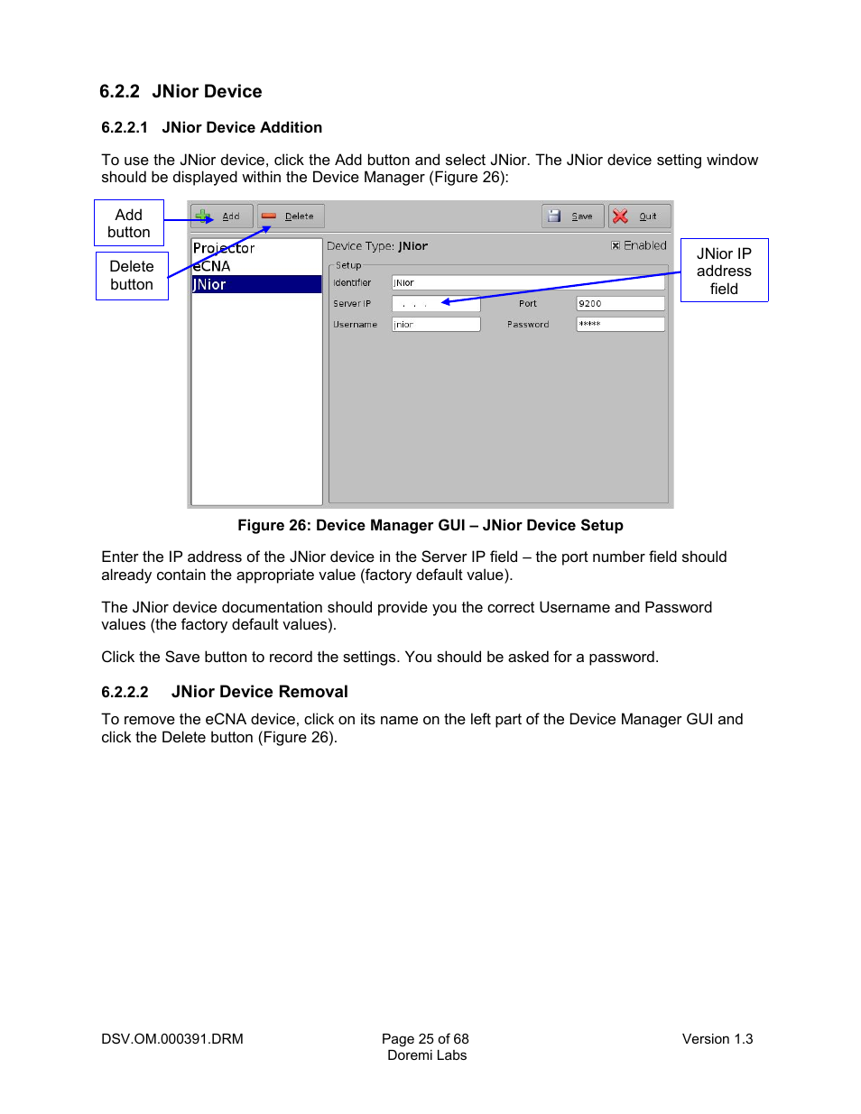 2 jnior device, 1 jnior device addition, 2 jnior device removal | Doremi DSV-J2 User Manual | Page 25 / 68