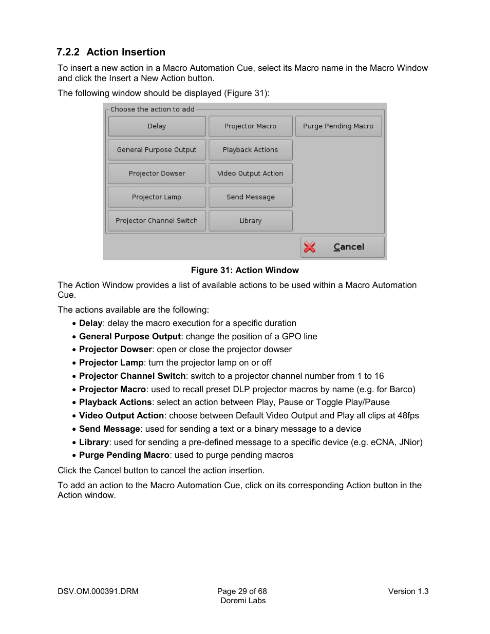 2 action insertion | Doremi DSV-J2 User Manual | Page 29 / 68