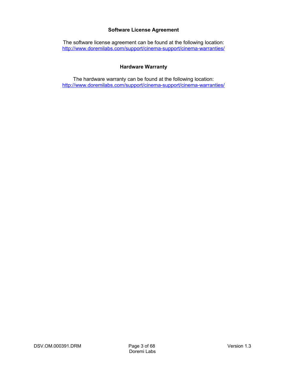 Doremi DSV-J2 User Manual | Page 3 / 68