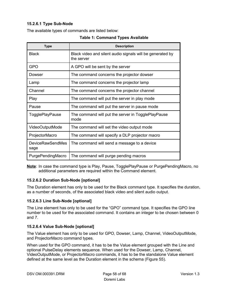 1 type sub-node, 2 duration sub-node [optional, 3 line sub-node [optional | 4 value sub-node [optional | Doremi DSV-J2 User Manual | Page 58 / 68