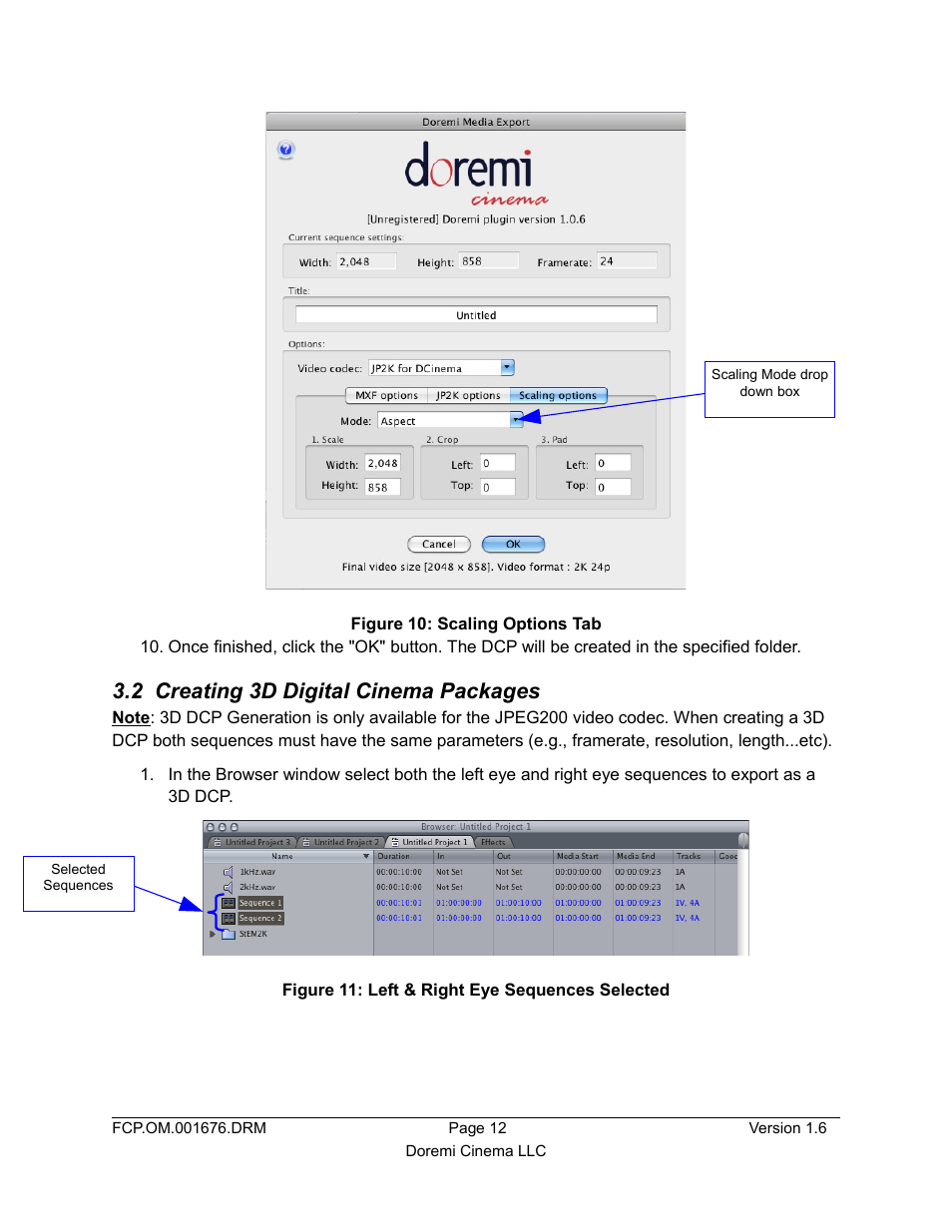 2 creating 3d digital cinema packages | Doremi Final Cut Pro User Manual | Page 12 / 18