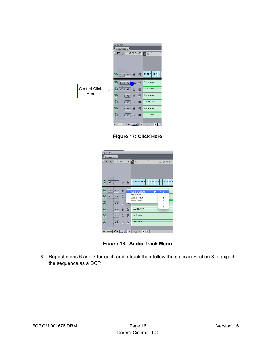 Figure 17), Figure 18) | Doremi Final Cut Pro User Manual | Page 16 / 18
