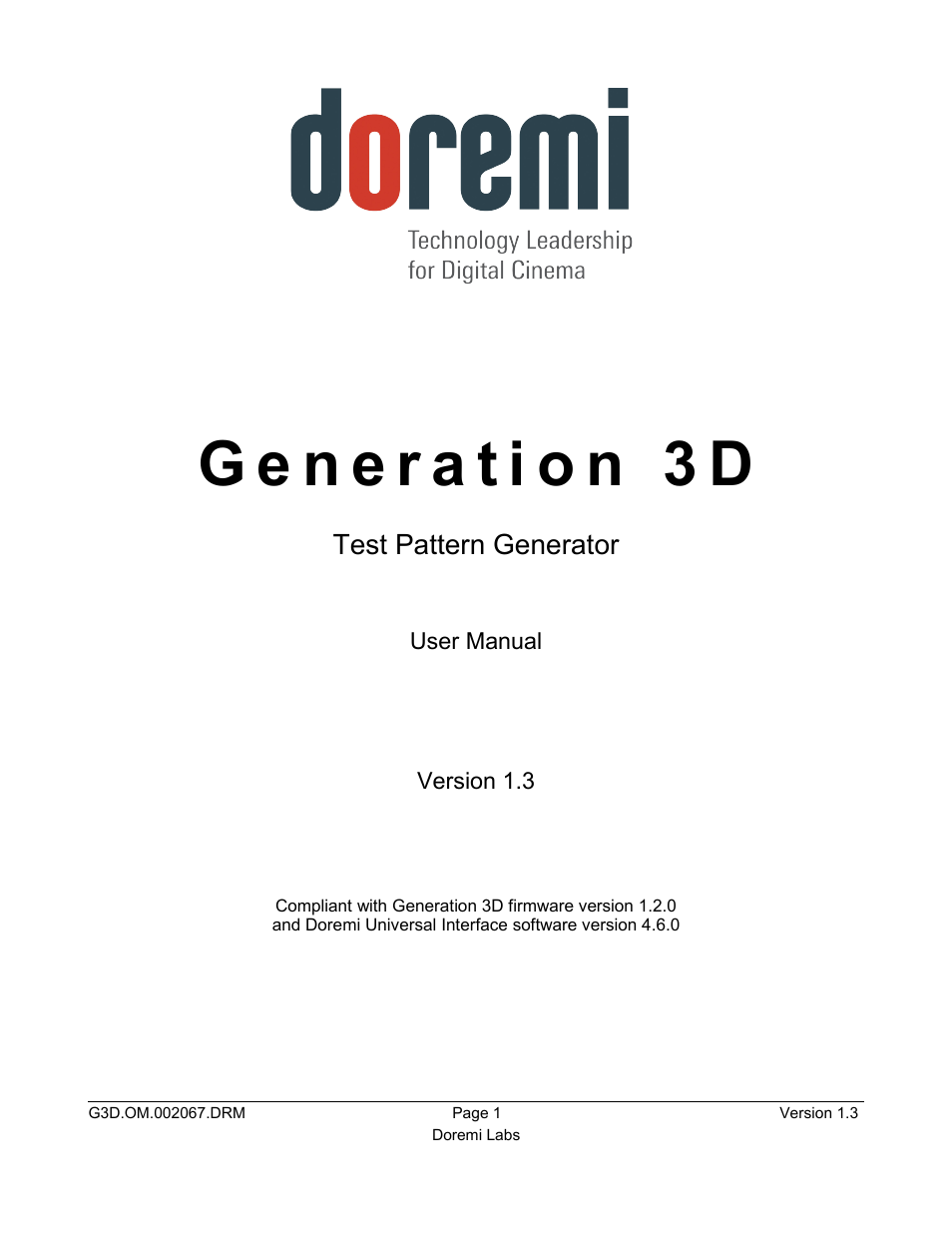 Doremi GENeration3D User Manual | 40 pages