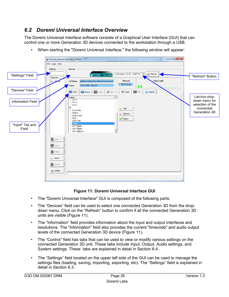 2 doremi universal interface overview | Doremi GENeration3D User Manual | Page 26 / 40