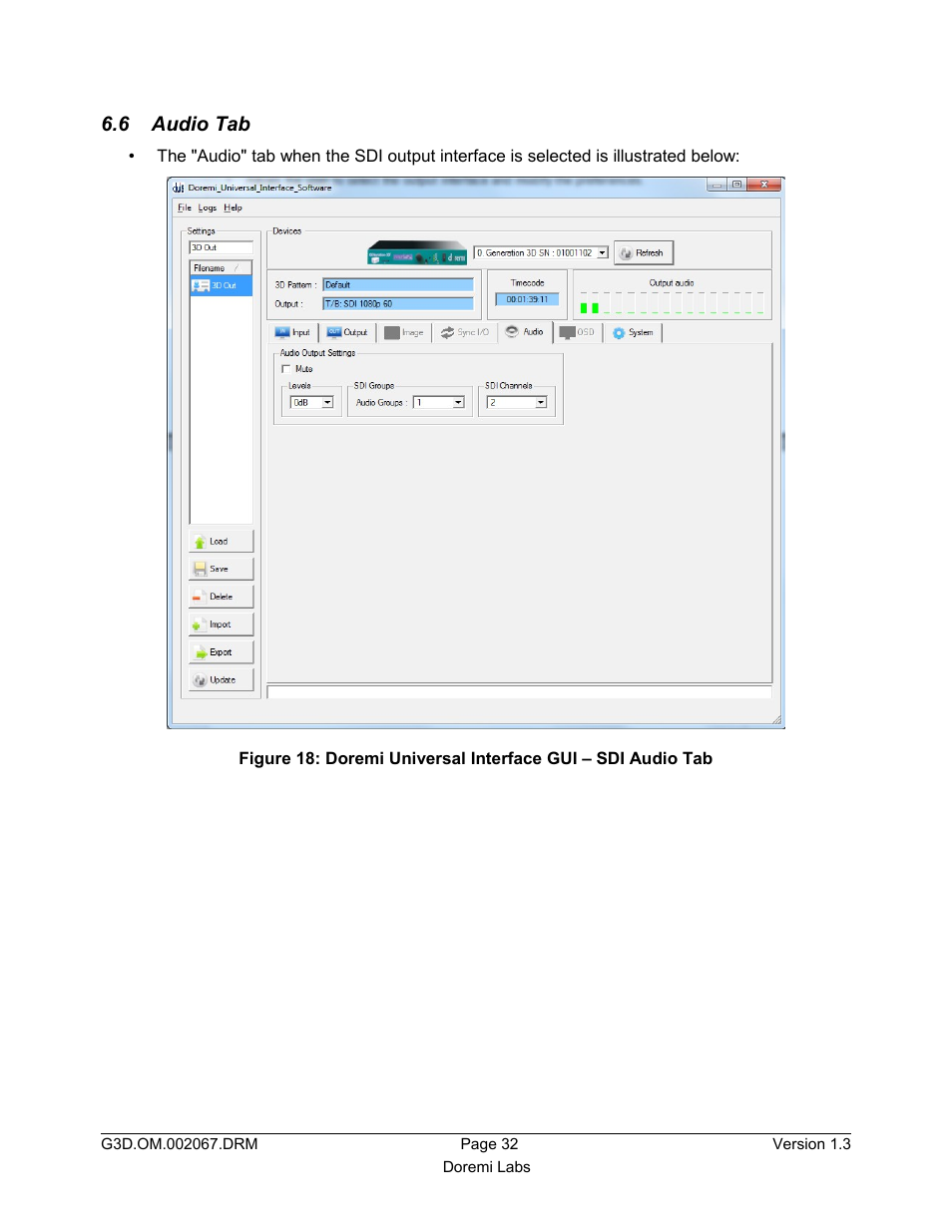 6 audio tab | Doremi GENeration3D User Manual | Page 32 / 40