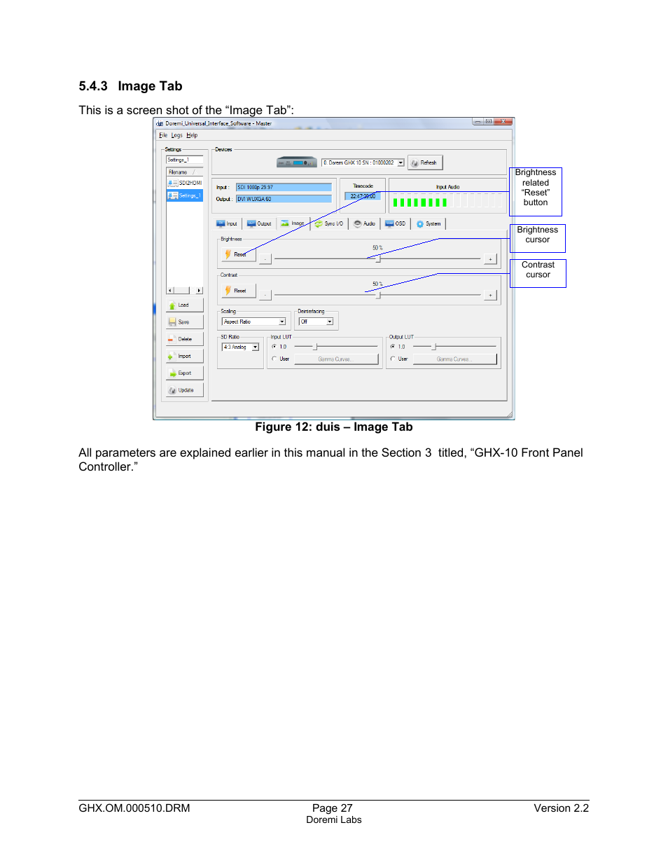 3 image tab | Doremi GHX-10 User Manual | Page 27 / 36