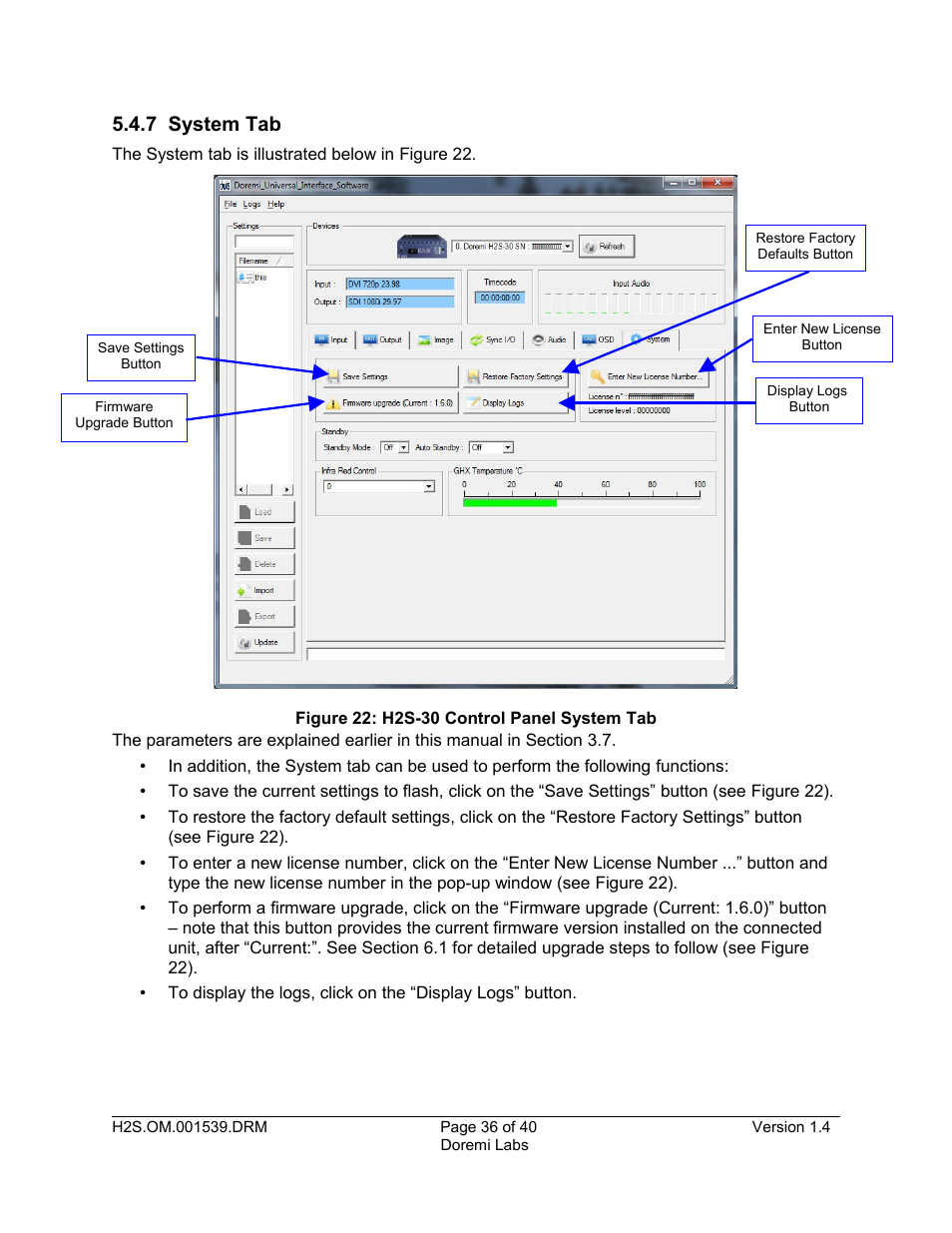 7 system tab | Doremi H2S-30 User Manual | Page 36 / 40