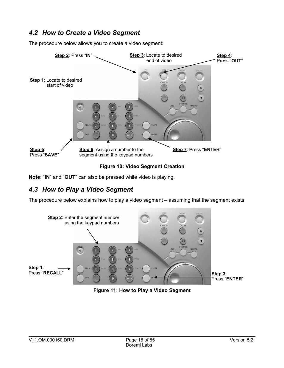 2 how to create a video segment, 3 how to play a video segment | Doremi MCSHD User Manual | Page 18 / 85