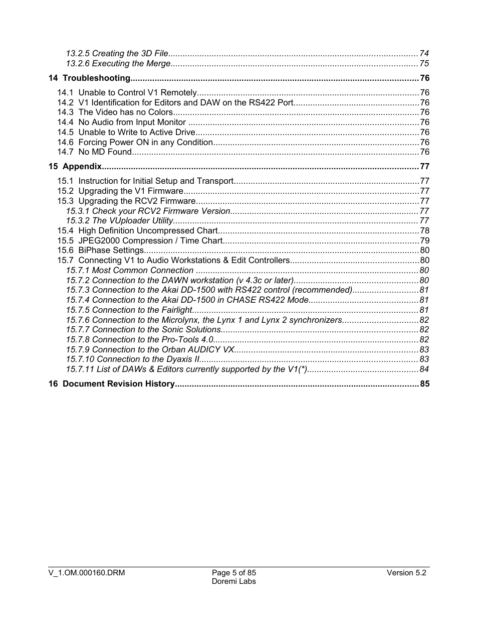 Doremi MCSHD User Manual | Page 5 / 85