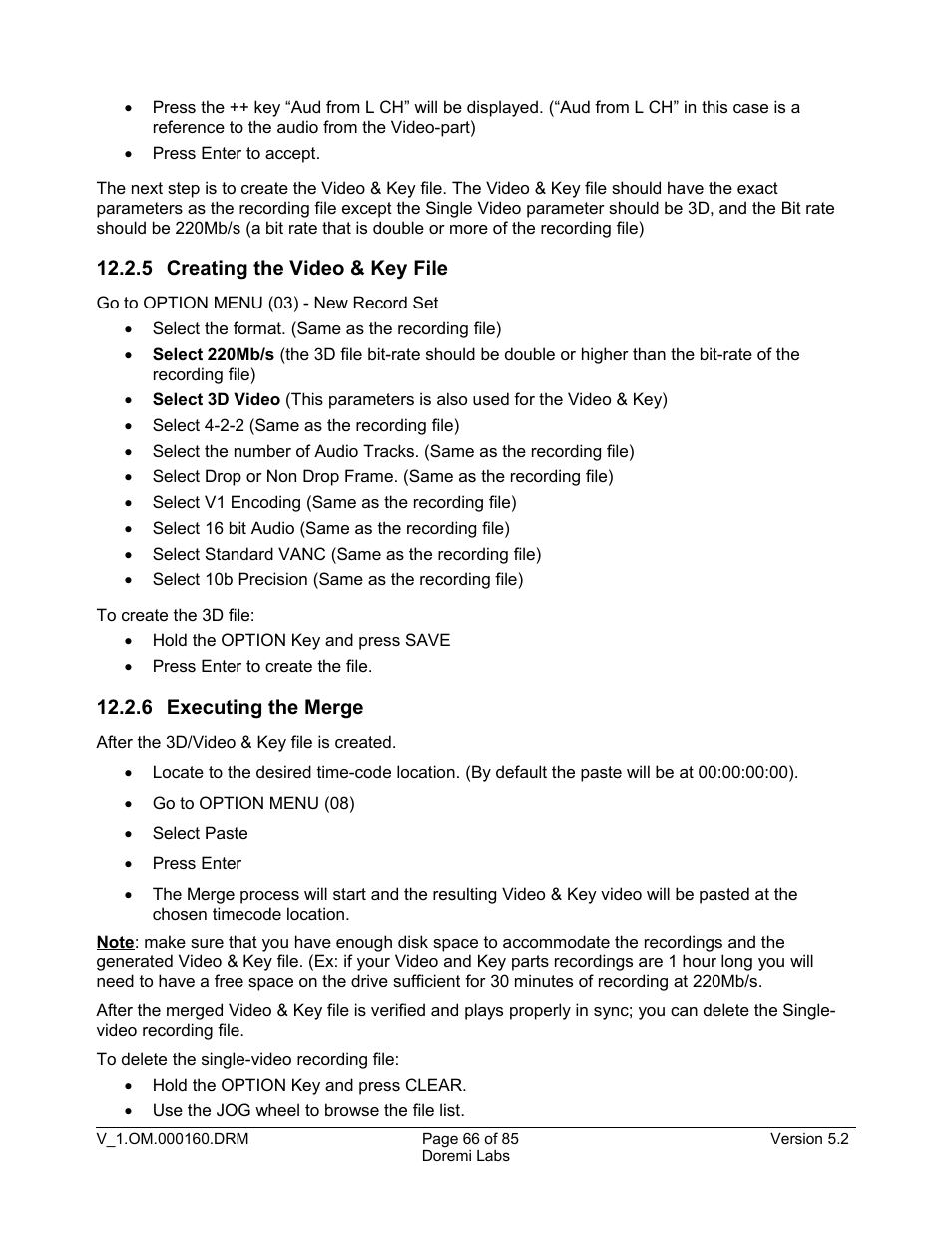 5 creating the video & key file, 6 executing the merge | Doremi MCSHD User Manual | Page 66 / 85