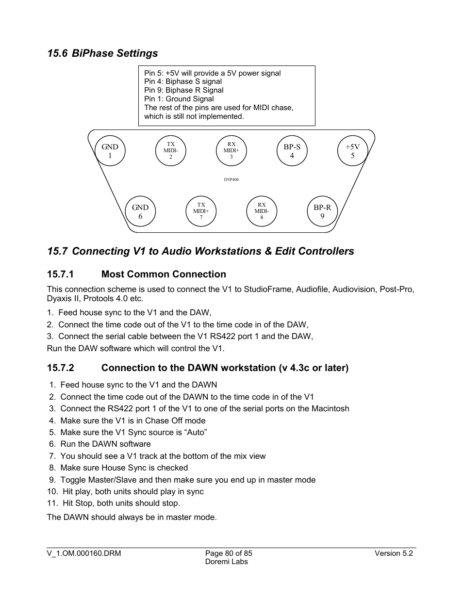 6 biphase settings, 1 most common connection | Doremi MCSHD User Manual | Page 80 / 85