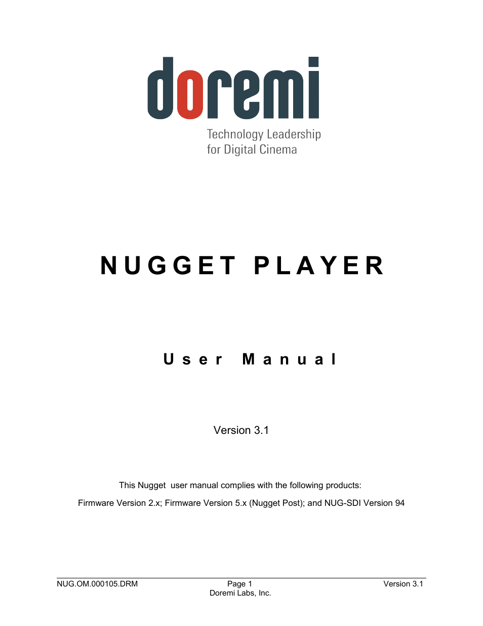 Doremi Nugget User Manual | 58 pages