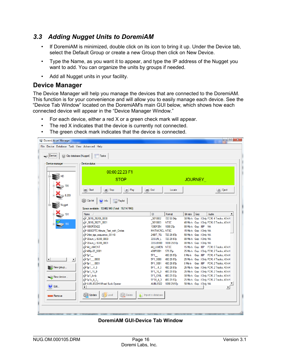 3 adding nugget units to doremiam, Device manager | Doremi Nugget User Manual | Page 16 / 58