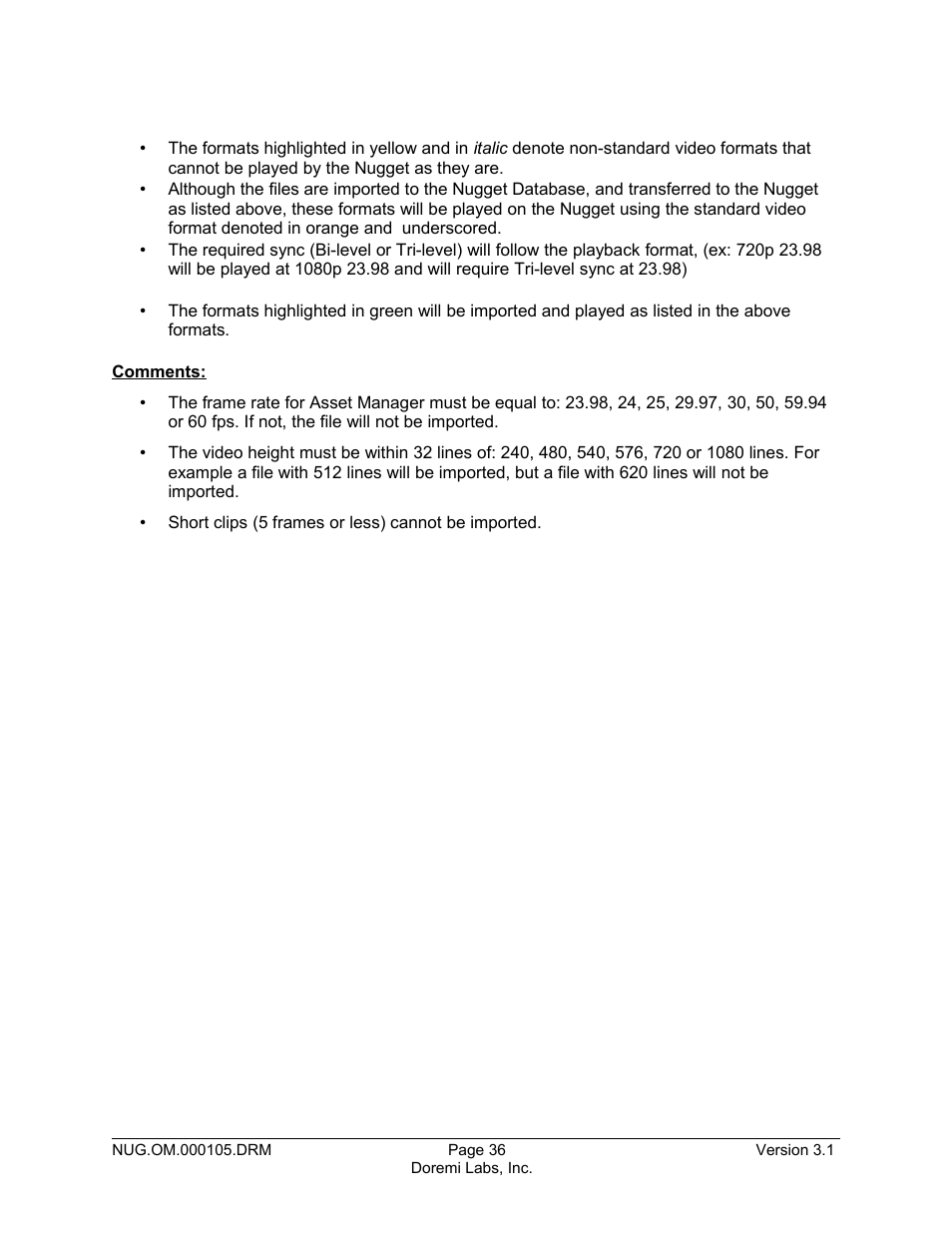 Doremi Nugget User Manual | Page 36 / 58