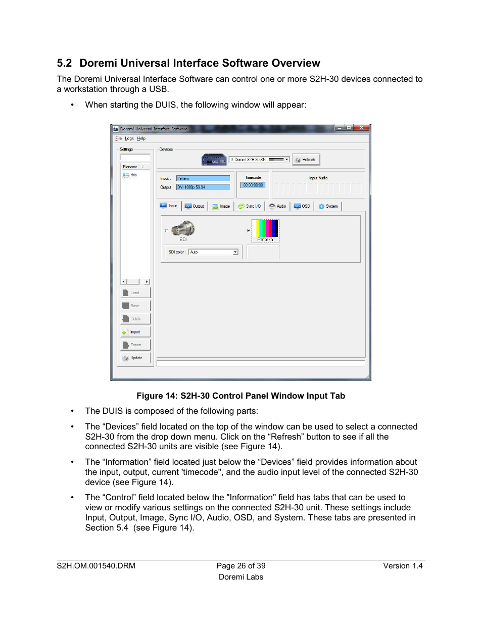 2 doremi universal interface software overview | Doremi S2H-30 User Manual | Page 26 / 39