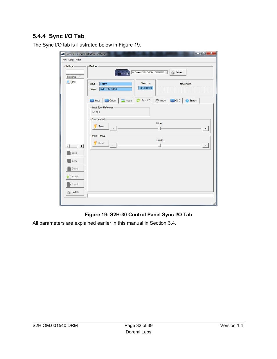 4 sync i/o tab | Doremi S2H-30 User Manual | Page 32 / 39