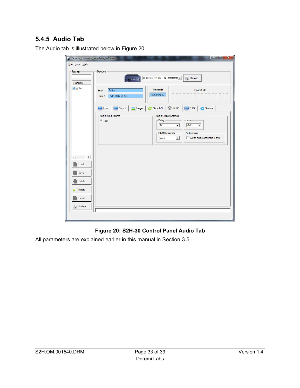 5 audio tab | Doremi S2H-30 User Manual | Page 33 / 39