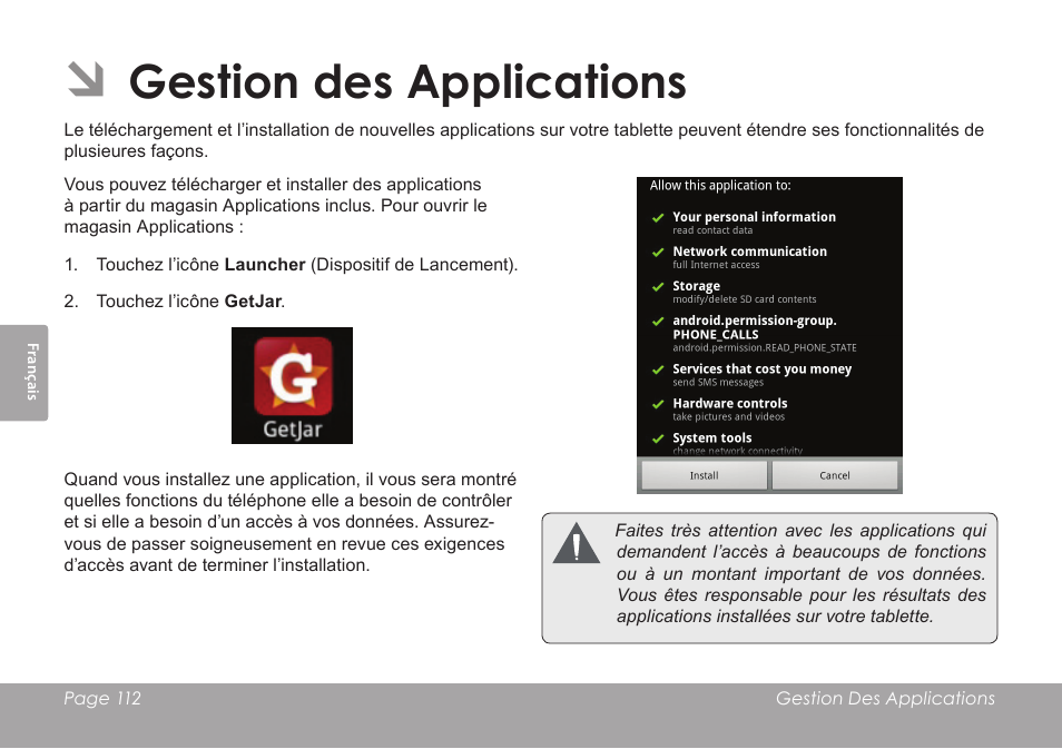 Gestion des applications | COBY electronic MID1126 User Manual | Page 112 / 127