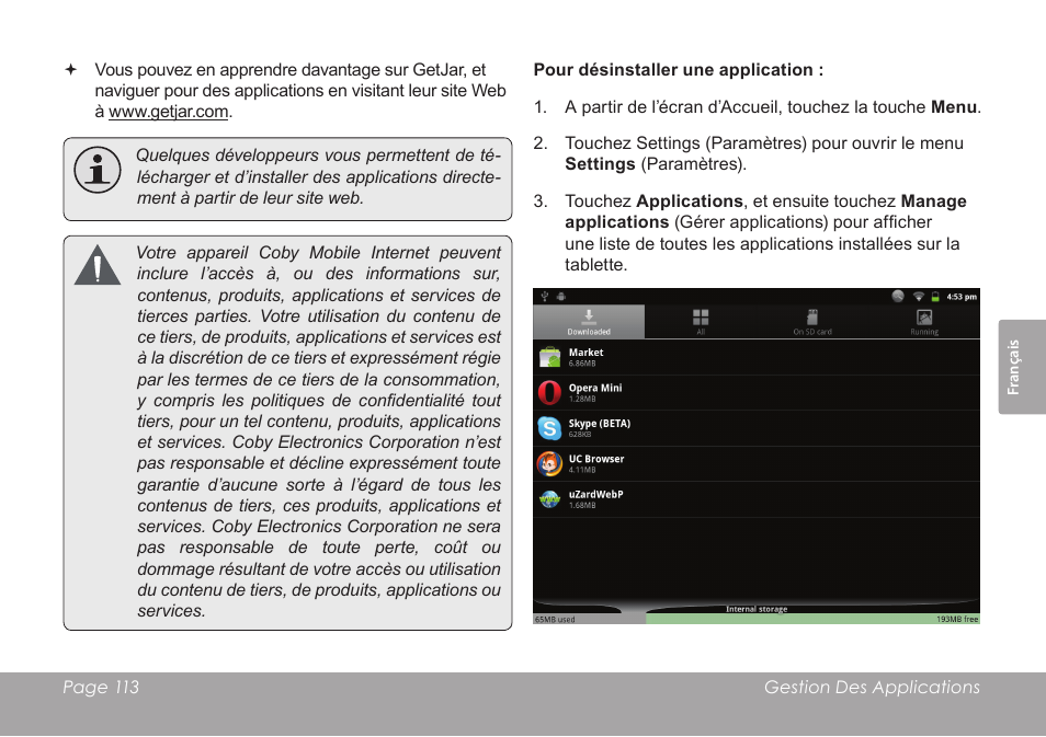 COBY electronic MID1126 User Manual | Page 113 / 127