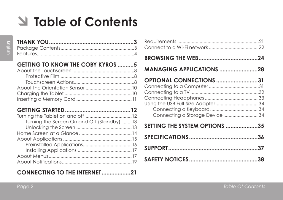 COBY electronic MID1126 User Manual | Page 2 / 127