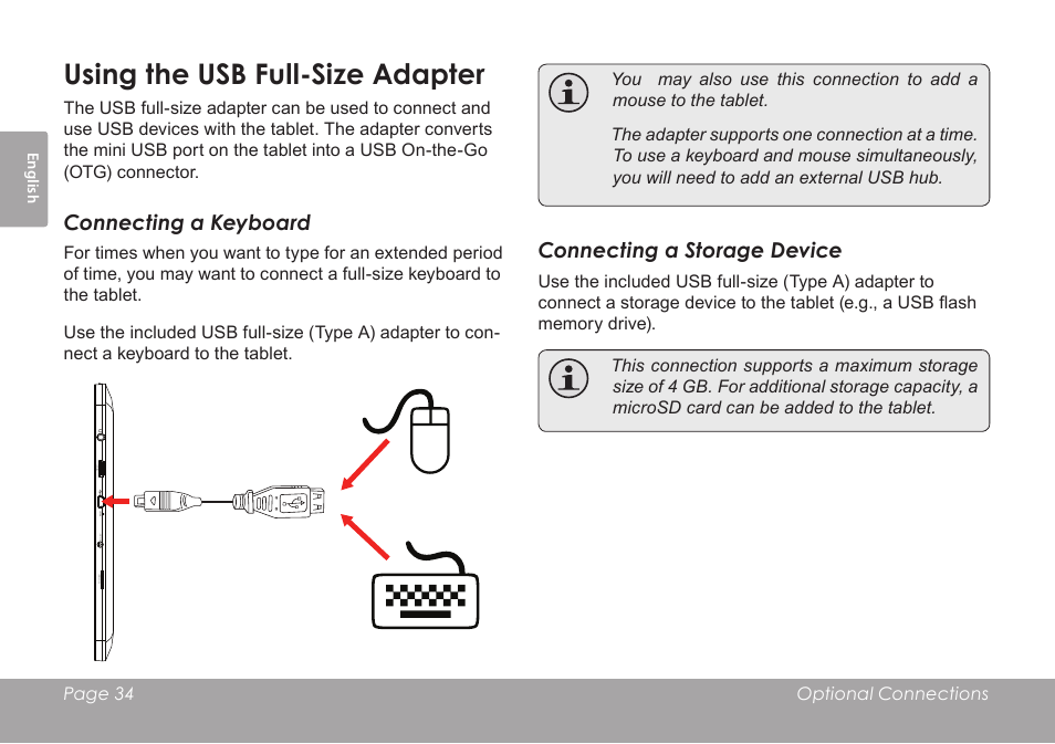Using the usb full-size adapter | COBY electronic MID1126 User Manual | Page 34 / 127
