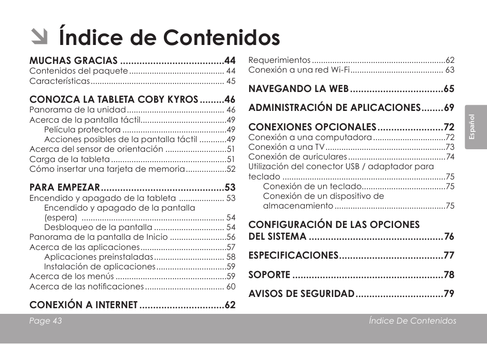 COBY electronic MID1126 User Manual | Page 43 / 127