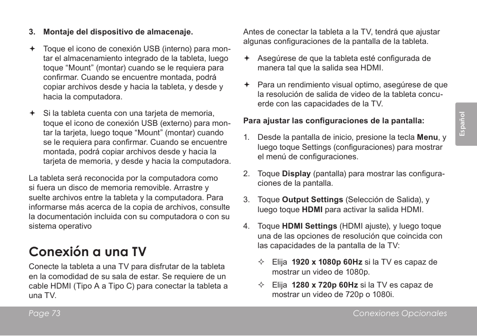 Conexión a una tv | COBY electronic MID1126 User Manual | Page 73 / 127