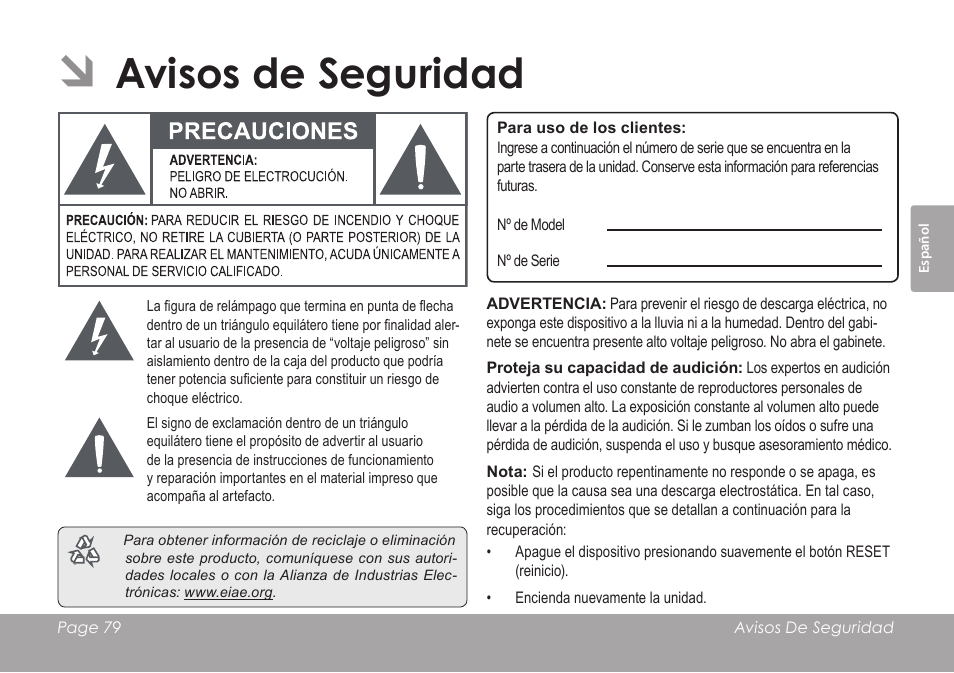 Avisos de seguridad | COBY electronic MID1126 User Manual | Page 79 / 127