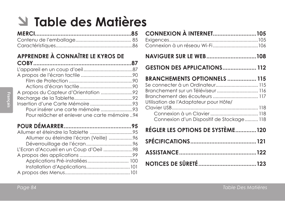 COBY electronic MID1126 User Manual | Page 84 / 127