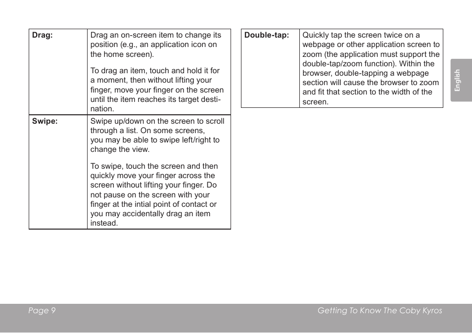 COBY electronic MID1126 User Manual | Page 9 / 127
