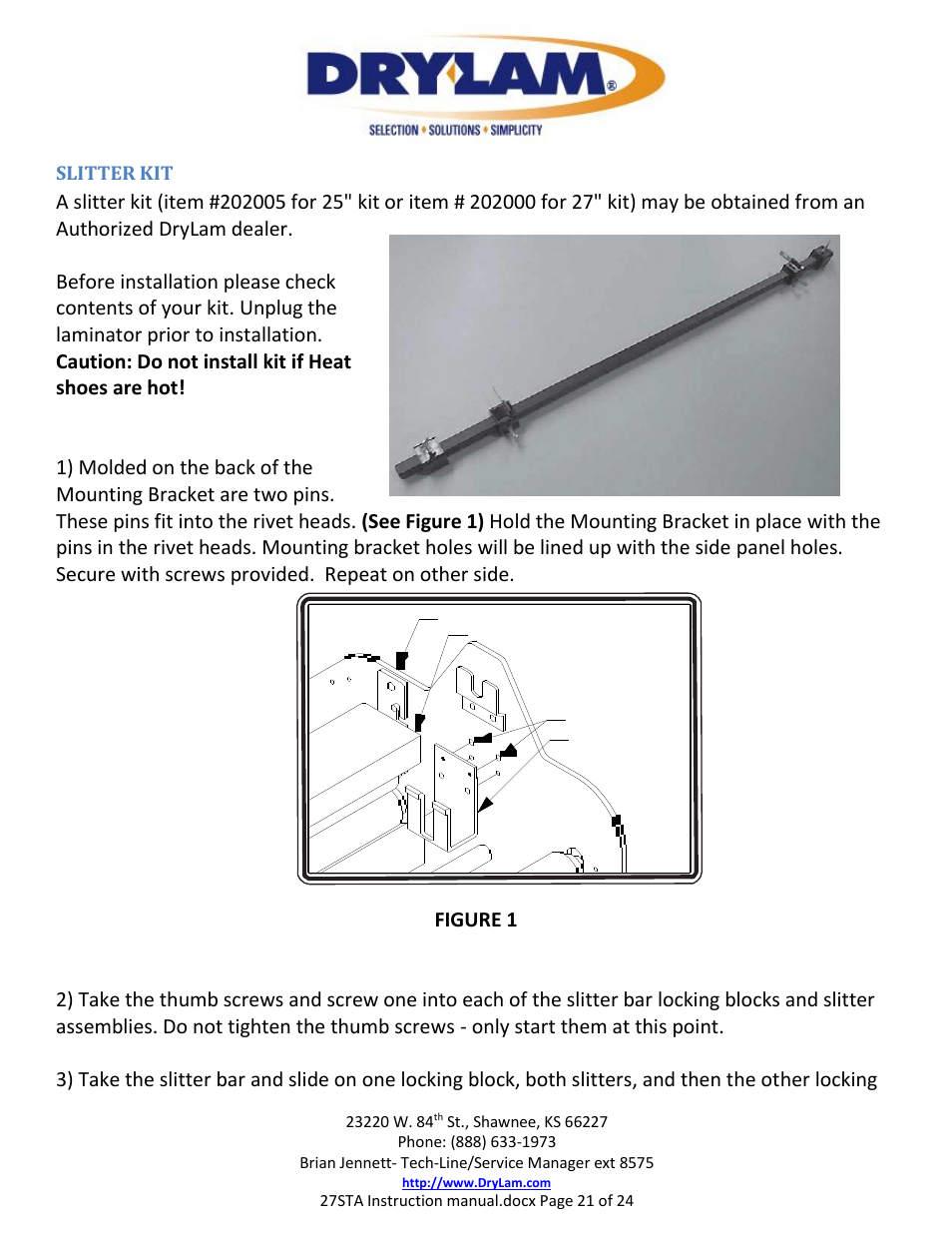 Slitter kit | Drylam 27STA Roller Laminator User Manual | Page 21 / 24